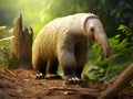 Anteater cute animal from Brazil. Giant Anteater Myrmecophaga tridactyla animal long tail and log muzzle nose Pantanal