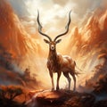 Antelope, the Arabian oryx in nature reserve, Israel Made With Generative AI illustration