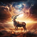 Antelope, the Arabian oryx in nature reserve, Israel Made With Generative AI illustration