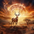 Antelope, the Arabian oryx in nature reserve, Israel Made With Generative AI illustration