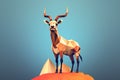 Antelope Low poly animal style illustration generative ai Royalty Free Stock Photo