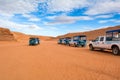 Cars used to transport tourists to Upper Antelope Canyon in Arizona