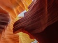 Antelope Canyon with reflective sandstone and lion head