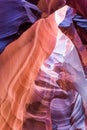 Antelope Canyon in the Navajo Reservation Page Northern Arizona. Famous slot canyon. Multicolored texture. Royalty Free Stock Photo