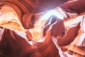 Antelope Canyon sand cave lights and rocks