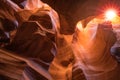 The Antelope Canyon with sunburst