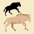 Antelope gnu vector illustration style flat silhouette Royalty Free Stock Photo