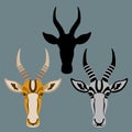 Antelope head vector illustration style flat black