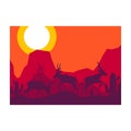 Antelope impala deer animal silhouette desert savanna landscape design vector illustration Royalty Free Stock Photo