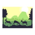 Antelope impala deer animal silhouette forest mountain landscape design vector illustration Royalty Free Stock Photo