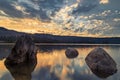 Antelope Lake Sunrise Reflections Rocks and Clouds