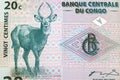 Antelope from old Congolese money