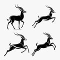antelope silhouette set vector illustrations Royalty Free Stock Photo