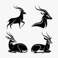 antelope silhouette set vector illustrations Royalty Free Stock Photo