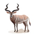 an antelope standing in the grass with long horns on it\'s head and long horns on its back, looking straight ahead