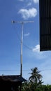 An antena of television with perfect blue sky Royalty Free Stock Photo