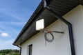 Antenna amplifier for mobile internet at home, mounted on the facade of the house outside. Royalty Free Stock Photo