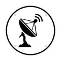 Antenna, broadcast, dish icon. Black vector graphics