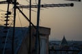 Antenna with a church in the middle Royalty Free Stock Photo