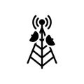 Black solid icon for Antenna, satellite and signal Royalty Free Stock Photo