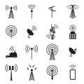 Antenna icon set Royalty Free Stock Photo