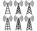 Antenna icon set. Radio tower icons. Vector illustration Royalty Free Stock Photo