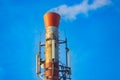 Antenna mobile communication on industrial chimney Royalty Free Stock Photo