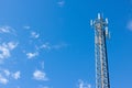 Antenna repeater tower on blue sky Royalty Free Stock Photo