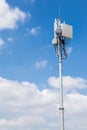 Antenna repeater tower on blue sky Royalty Free Stock Photo