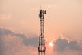 Antenna repeater tower before the sunset. Royalty Free Stock Photo