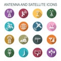 Antenna and satellite long shadow icons Royalty Free Stock Photo