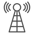 Antenna with signals line icon. Radio tower vector illustration isolated on white. Radar outline style design, designed Royalty Free Stock Photo