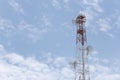 Antenna for Telephone communications in bright sky day time. Royalty Free Stock Photo