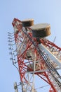 Antenna for Telephone communications in bright sky day time. Royalty Free Stock Photo