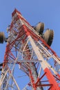 Antenna for Telephone communications in bright sky day time. Royalty Free Stock Photo