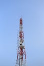 Antenna for Telephone communications in bright sky day time. Royalty Free Stock Photo