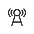 Antenna tower icon in flat style. Broadcasting vector illustration on white isolated background. Wifi business concept Royalty Free Stock Photo