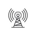 Antenna tower line icon, outline vector sign, linear style pictogram isolated on white.