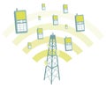 Antenna transmtting mobile phones Royalty Free Stock Photo
