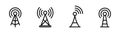 Antenna vector icons. Communication tower icons. Transmitter symbol set. Wireless antenna icons Royalty Free Stock Photo