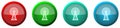 Antenna, wireles communication round glossy web icon set, colorful buttons isolated on white background