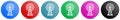 Antenna, wireles communication vector icons, set of circle gradient buttons in 6 colors options for webdesign and mobile