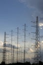 Antennas array at sunset Royalty Free Stock Photo