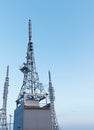 antennas with blue sky, TWILIGHT time Royalty Free Stock Photo