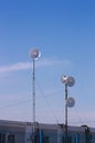 Antennas of different types on a sunny day and clear sky Royalty Free Stock Photo