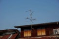 Antennas On the roof of a wooden house