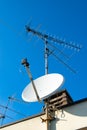 Antennas of satellite and analog television Royalty Free Stock Photo