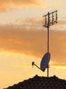 Antennas at sunset Royalty Free Stock Photo