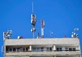 Antennas on the top of a building Royalty Free Stock Photo