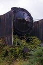 Anterolateral view of abandoned steam locomotive Royalty Free Stock Photo